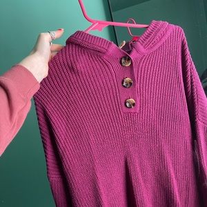Long sleeve, size Medium, hooded Fuchsia sweater.